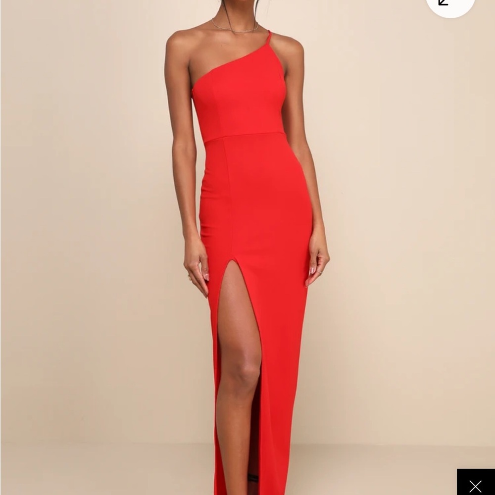 Lulu's Red Asymmetrical One-Shoulder Sheath Dress